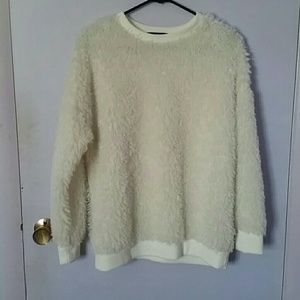 FOREVER 21 Cream While Shaggy Sweater